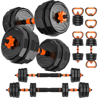 44Lb 4-In-1 Adjustable Dumbbells Set Free Weight Set with Connector Used as Barbell, Kettlebells, Push up Stand, Fitness Exercises for Home Gym Suitable Men/Women