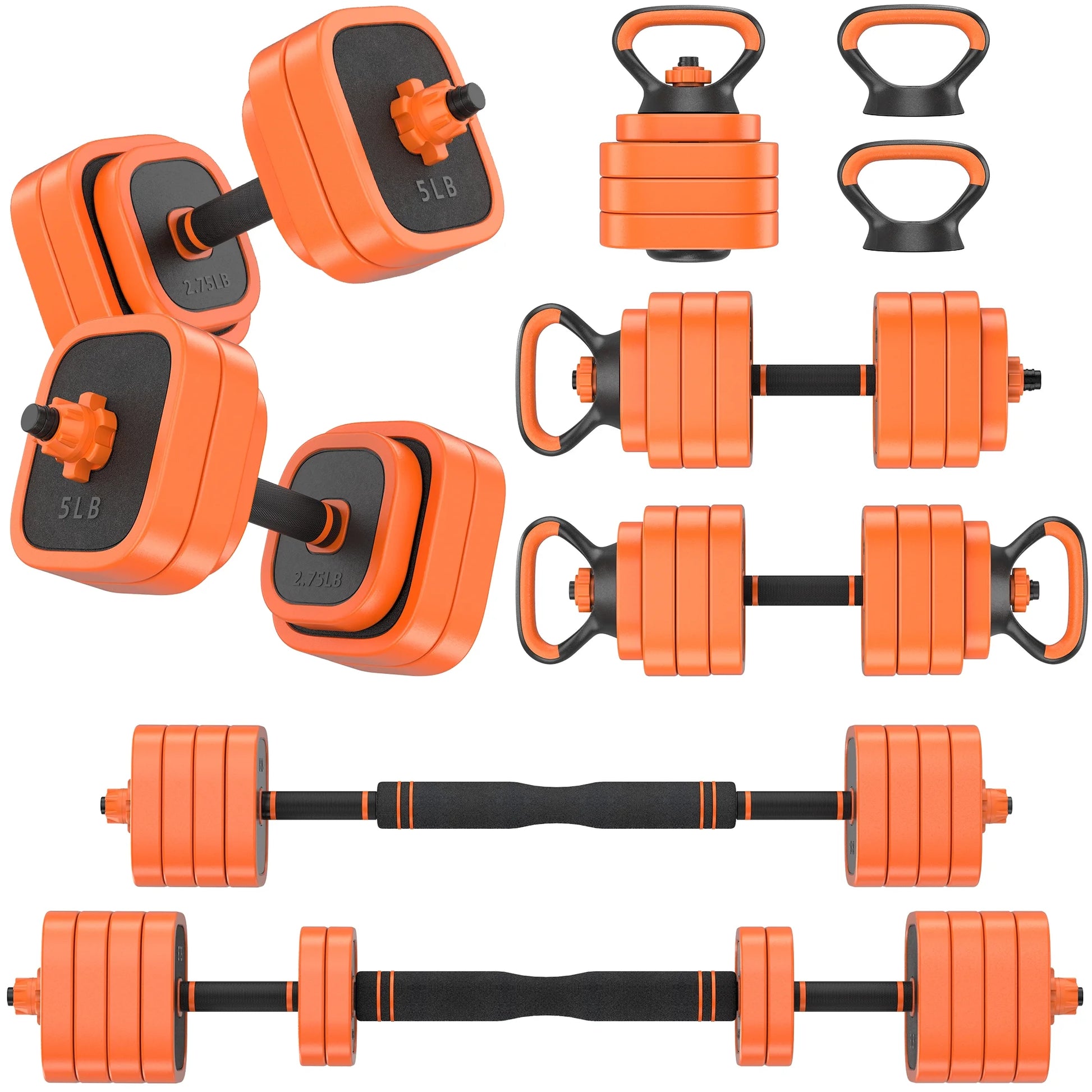 44Lb 4-In-1 Adjustable Dumbbells Set Free Weight Set with Connector Used as Barbell, Kettlebells, Push up Stand, Fitness Exercises for Home Gym Suitable Men/Women