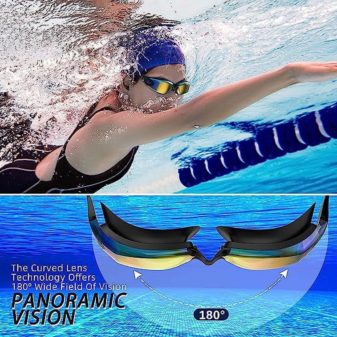 Youth Swim Goggles, Goggle with Nose Cover, Tinted, Anti-Fog Lenses with UV Protection, No Leak Water