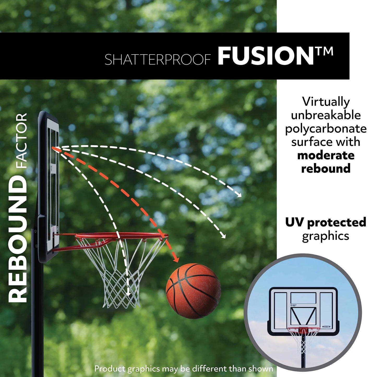 48-Inch Shatterproof Portable Basketball Hoop with Speed Shift Adjustment & Slam-It Rim - Model 51550-Outdoor Play