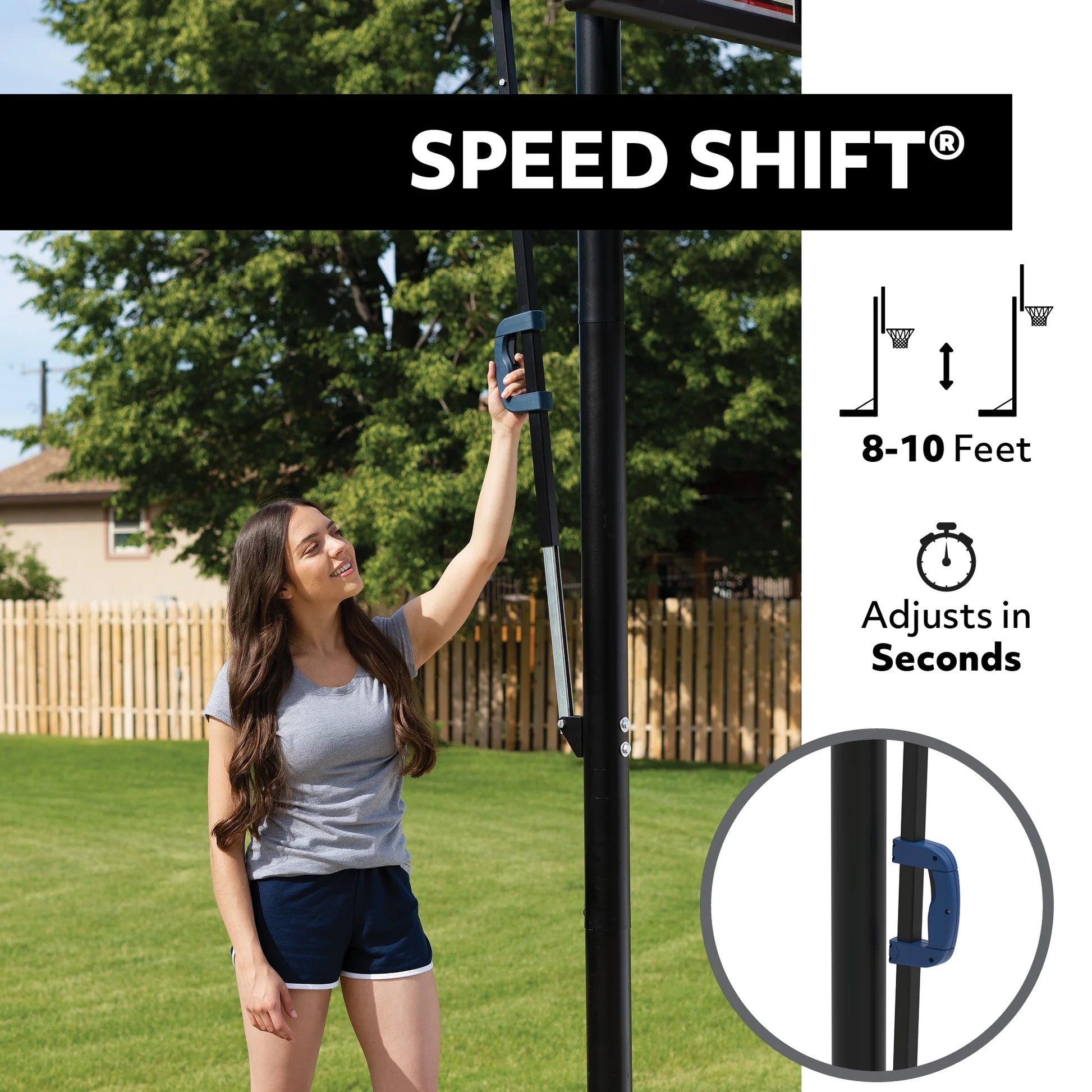 48-Inch Shatterproof Portable Basketball Hoop with Speed Shift Adjustment & Slam-It Rim - Model 51550-Outdoor Play