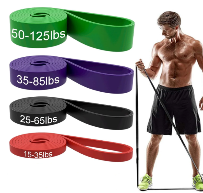 Resistance Bands Set of 4 - Natural Latex Pull Up Bands for Strength Training & Fitness