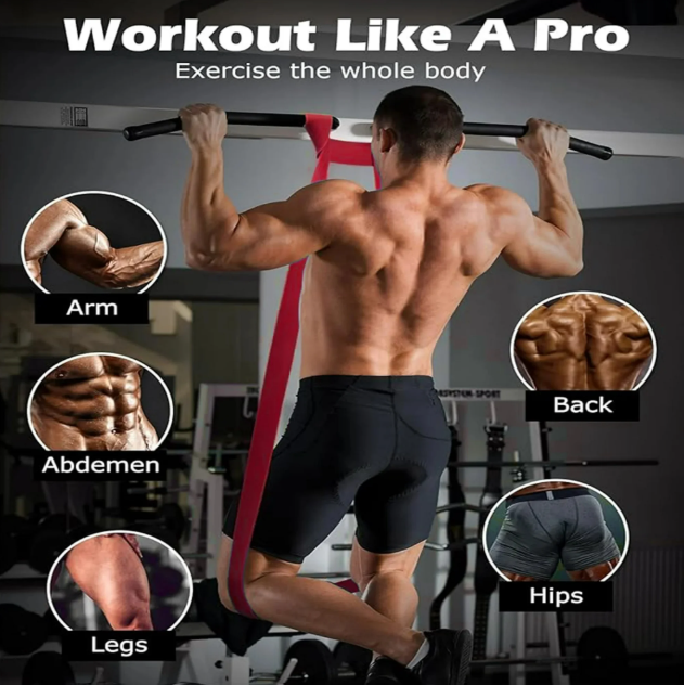 Resistance Bands Set of 4 - Natural Latex Pull Up Bands for Strength Training & Fitness