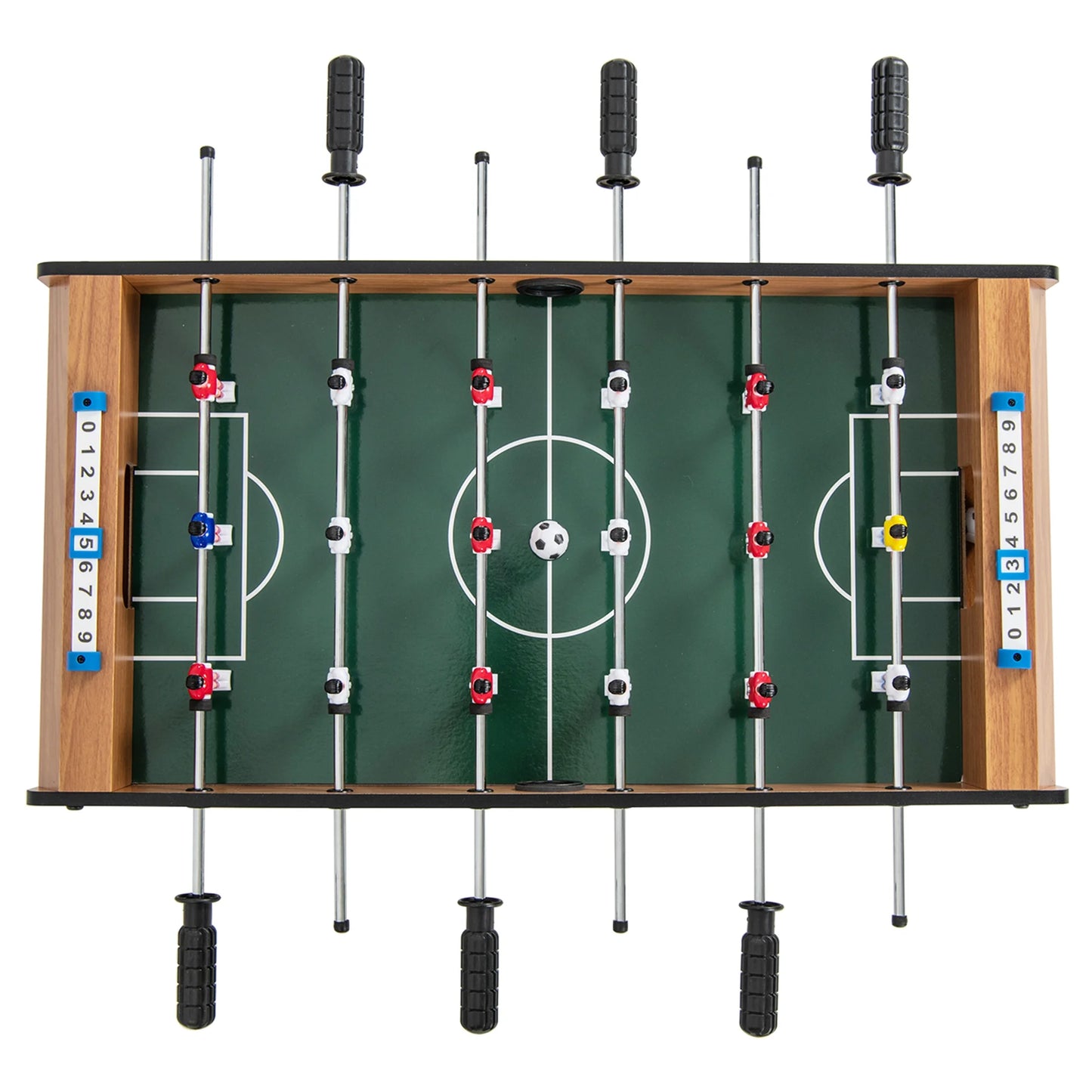 Mini Foosball Table, 27In Soccer Game Table W/ 2 Footballs and Soccer Keepers, Portable Football Game Set for Kids & Adults