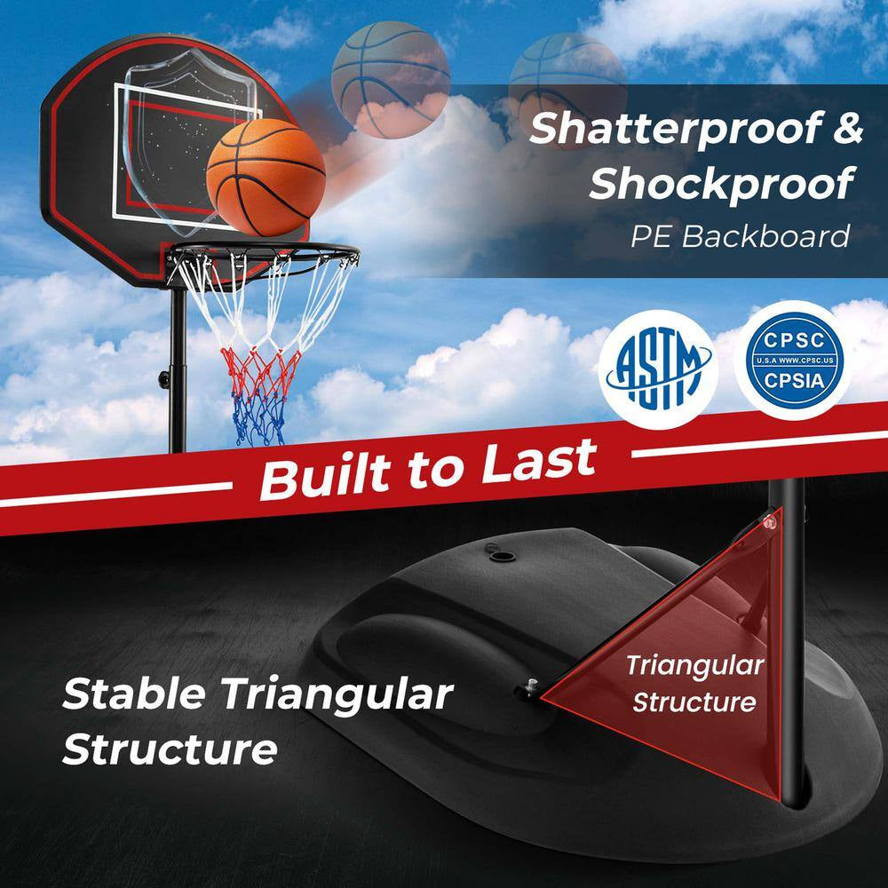 5.5 Ft. X 7.5 Ft. Adjustable Portable Basketball Goal System with Shatterproof Backboard