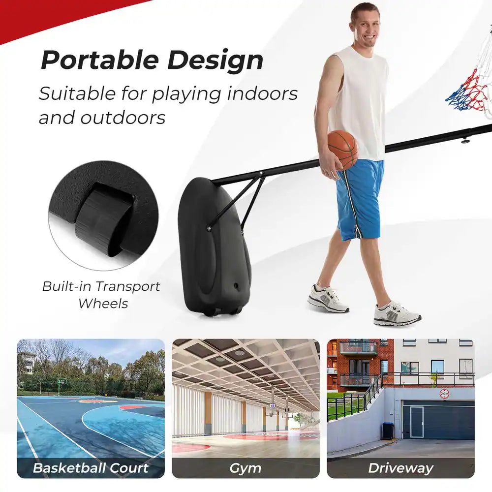 5.5 Ft. X 7.5 Ft. Adjustable Portable Basketball Goal System with Shatterproof Backboard