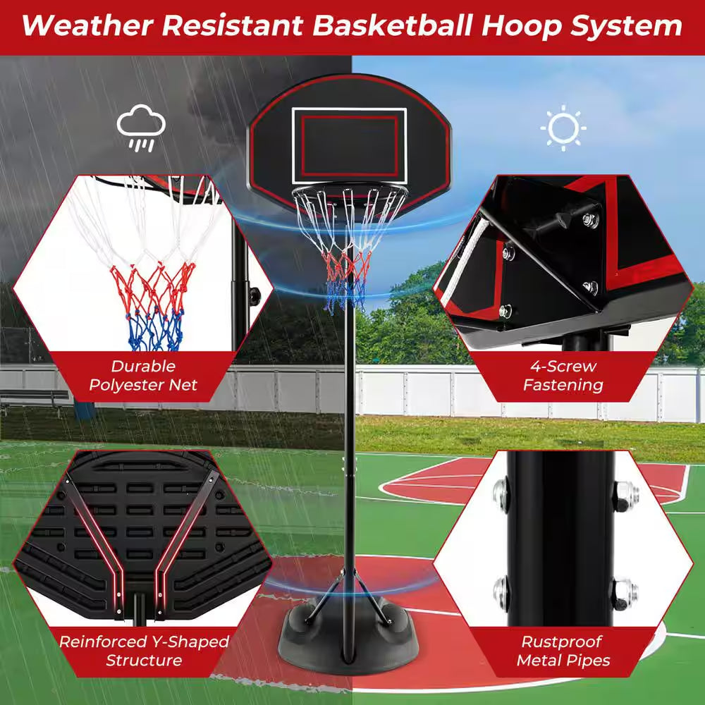 5.5 Ft. X 7.5 Ft. Adjustable Portable Basketball Goal System with Shatterproof Backboard