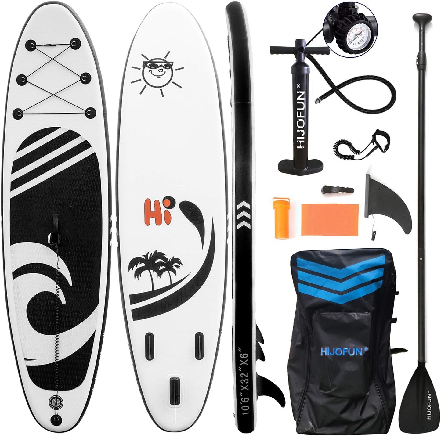 Inflatable Stand up Paddle Board with Premium SUP Accessories & Carry Bag | Wide Stance, Bottom Fin for Paddling, Surf Control, Non-Slip Deck | Youth & Adult Standing Boat