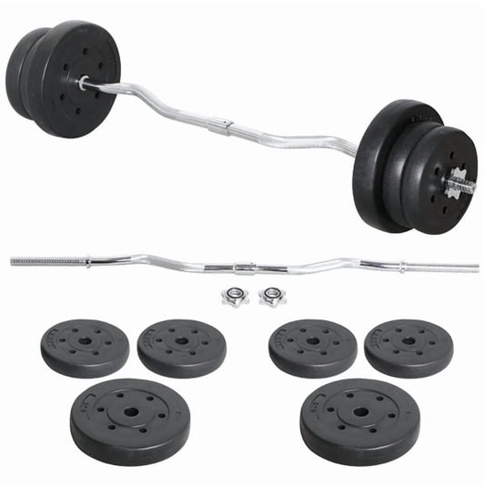 55 Lb Olympic Barbell Weight Set for Gym Lifting Exercise Workout, Black