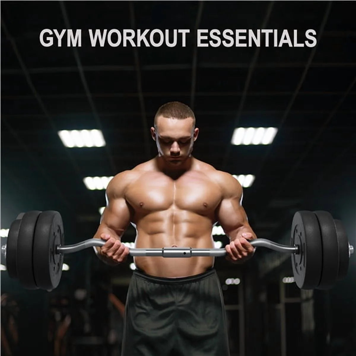 55 Lb Olympic Barbell Weight Set for Gym Lifting Exercise Workout, Black