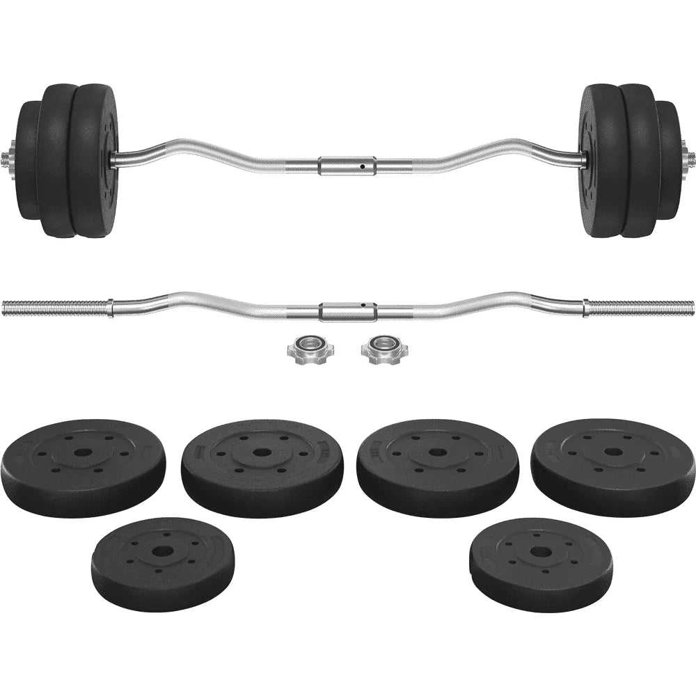 55 Lb Olympic Barbell Weight Set for Gym Lifting Exercise Workout, Black
