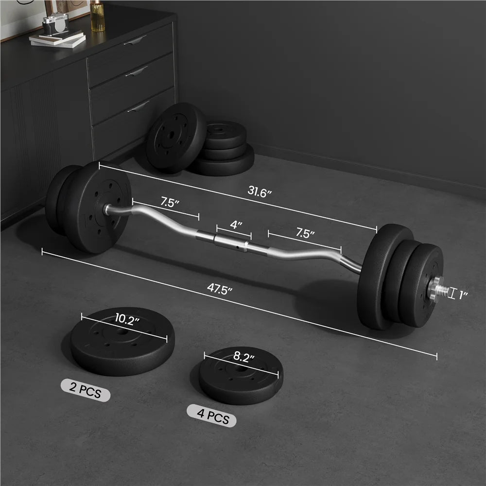 55 Lb Olympic Barbell Weight Set for Gym Lifting Exercise Workout, Black