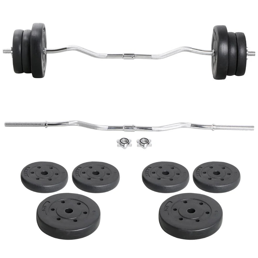 55 Lb Olympic Barbell Weight Set for Gym Lifting Exercise Workout, Black