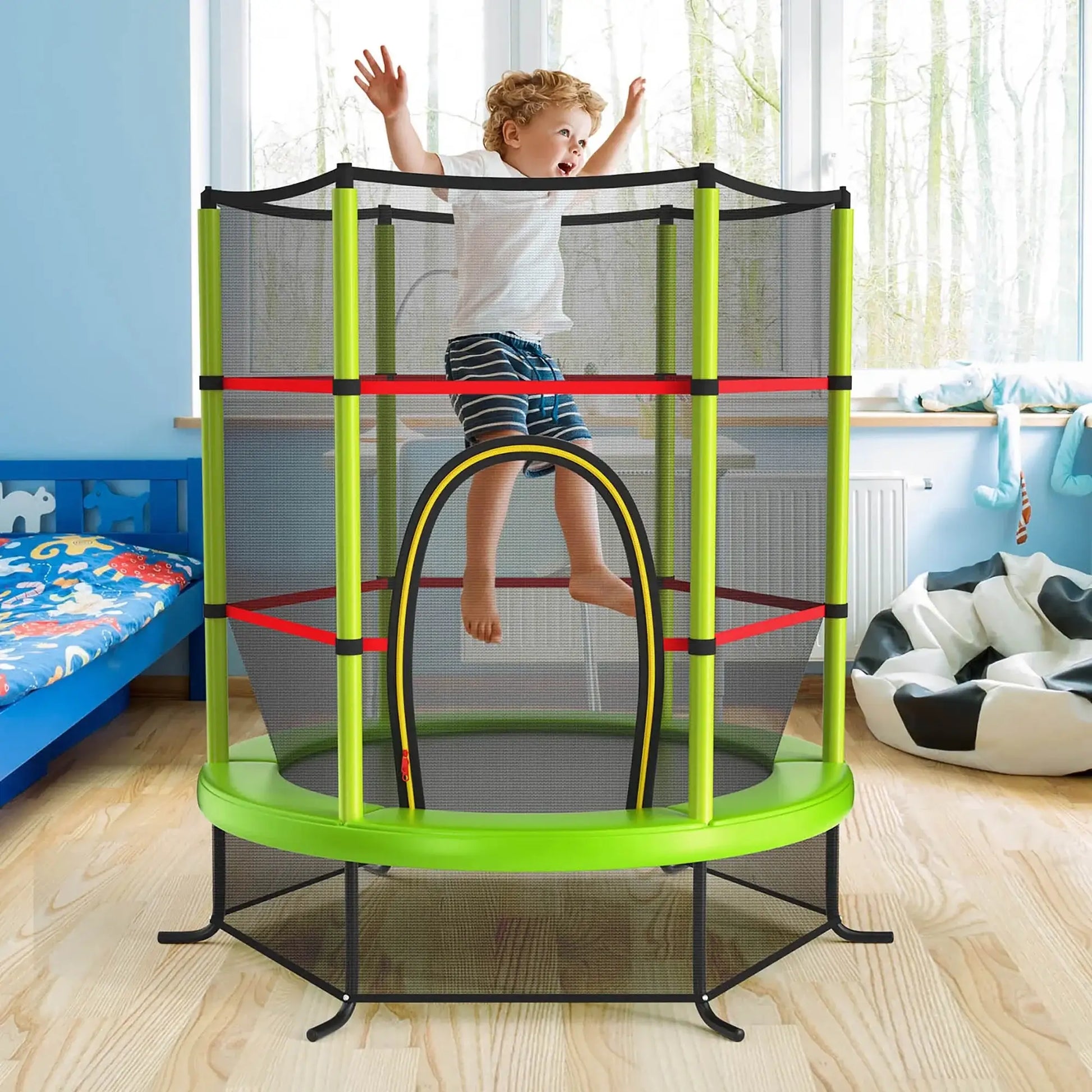 55 inch Kids Trampoline with Safety Enclosure Net