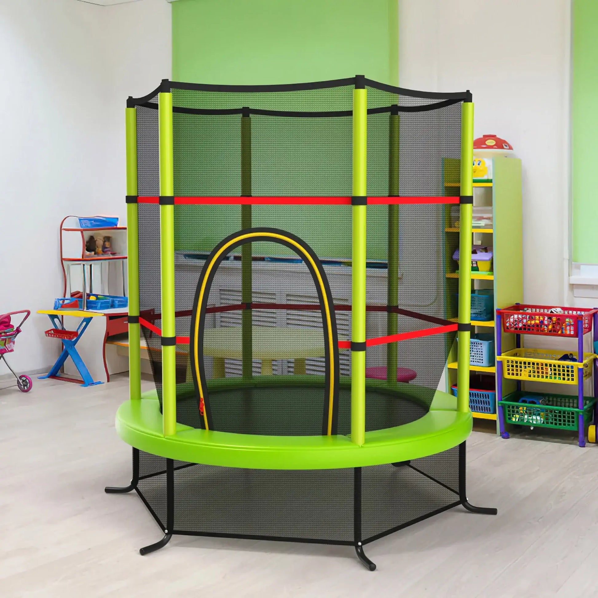 55 inch Kids Trampoline with Safety Enclosure Net