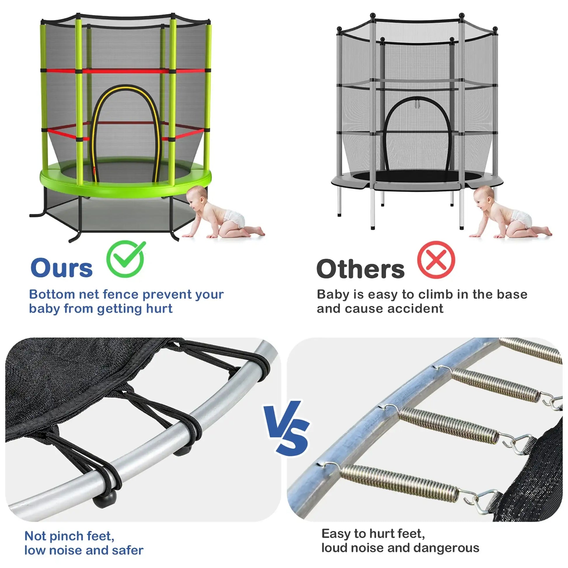 55 inch Kids Trampoline with Safety Enclosure Net