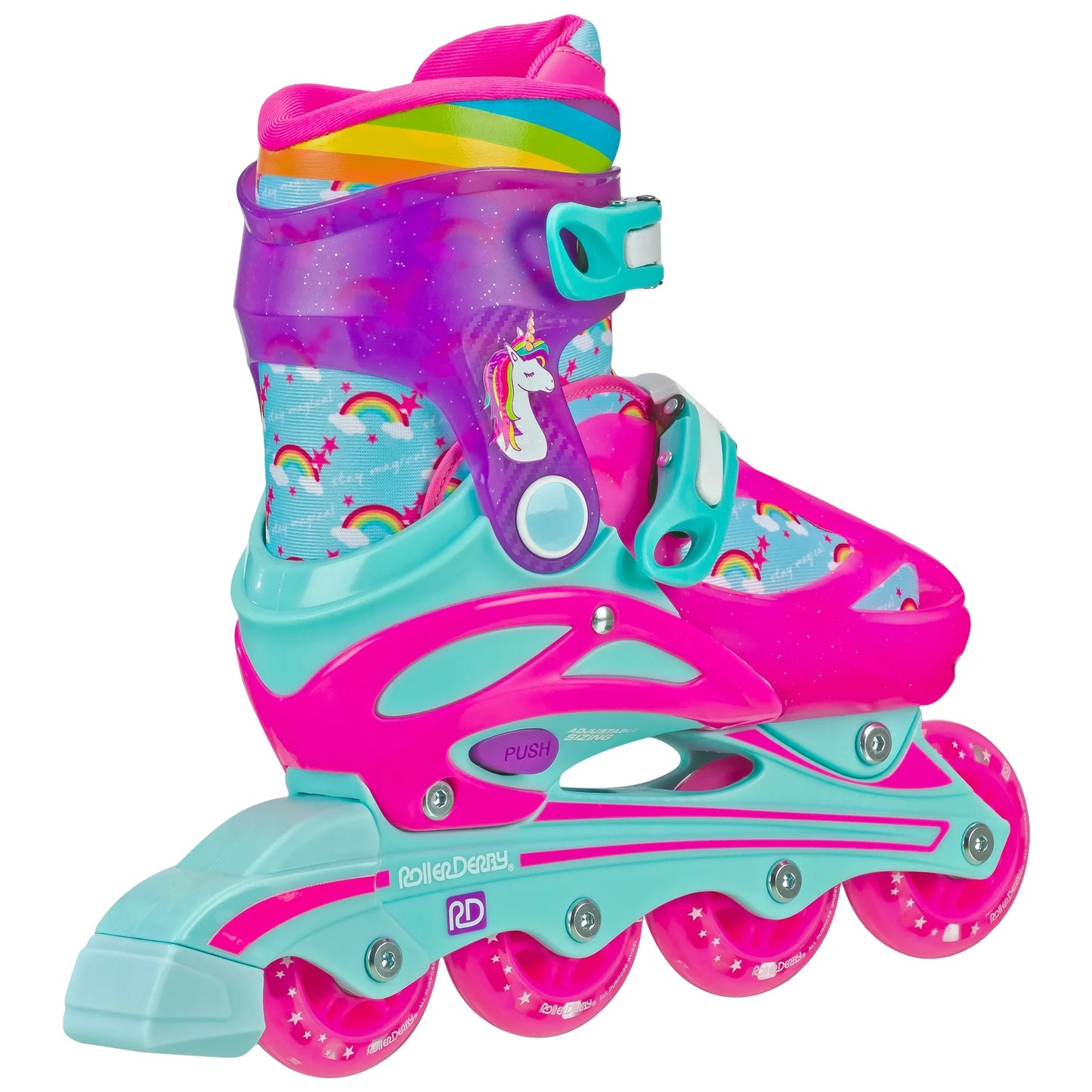 Sprinter Girl'S 2-In-1 Quad Roller and Inline Skates Combo, Unicorn, Small (Size 12-2)