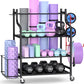 Yoga Mat Storage Racks,Home Gym Storage Rack for Dumbbells Kettlebells Foam Roller, Yoga Strap and Resistance Bands, Workout Equipment Storage Organizer with Hooks and Wheels