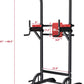 ZENOVA Power Tower Dip Station, Pull up Bar Stand Height Adjustable Strength Training Equipment for Fitness Home Workout, Red/Black