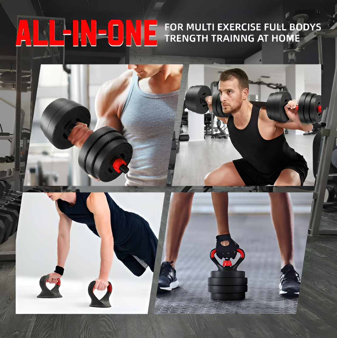 60 lb 4-in-1 Adjustable Dumbbell, Barbell & Kettlebell Set