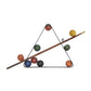 Eclectic Metal Multi Colored Billiard Set with Billiard Balls, Triangle Rack and Cue Stick Wall Décor, 30"W X 15"H