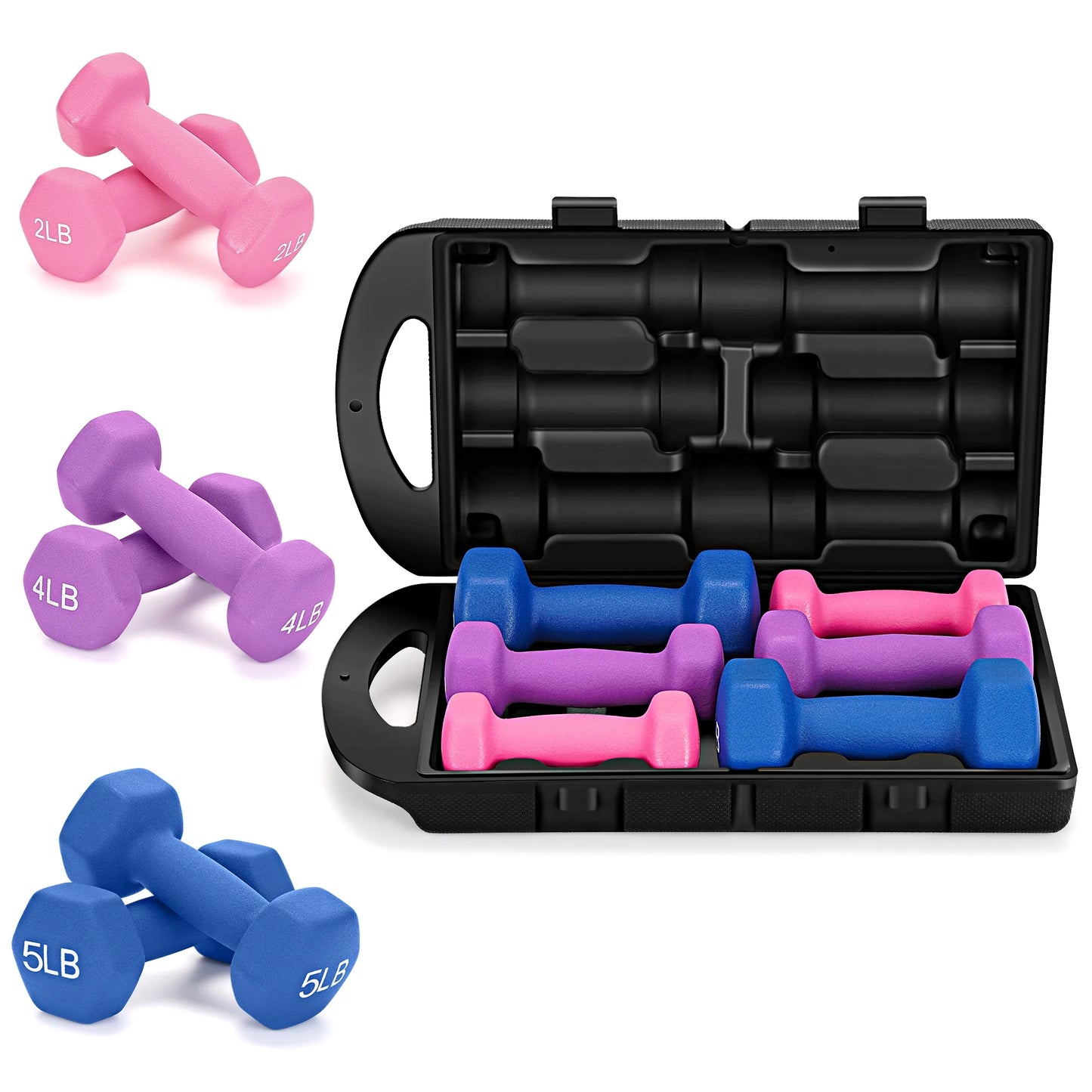 66LB 2 in 1 Adjustable Dumbbell Set with Connecting Rod, Lifting Dumbbells Plate Used as Barbell for Whole Body Workouts, Black