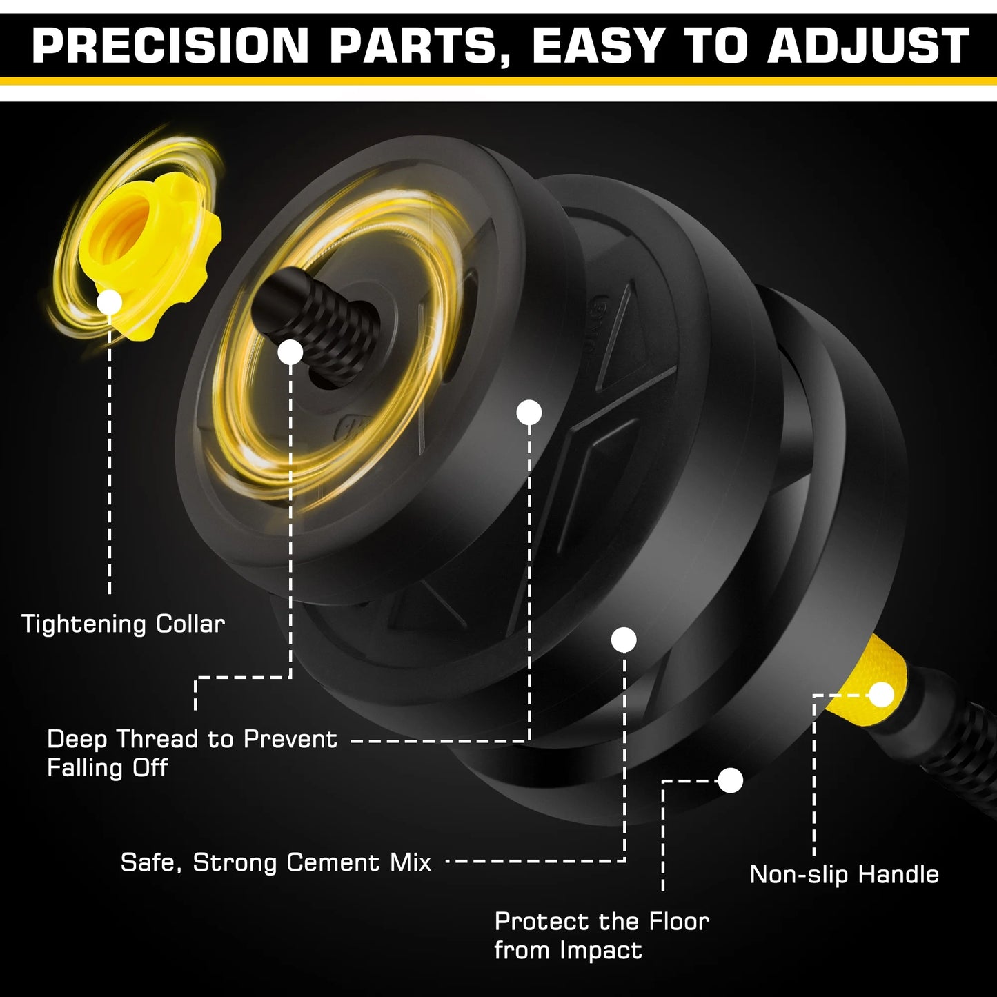 66 Lbs Adjustable Weight Dumbbell Barbell Set, 4-In-1 Free Weight Combination with Curved Bar Connector for Women Men Workout Fitness, Yellow