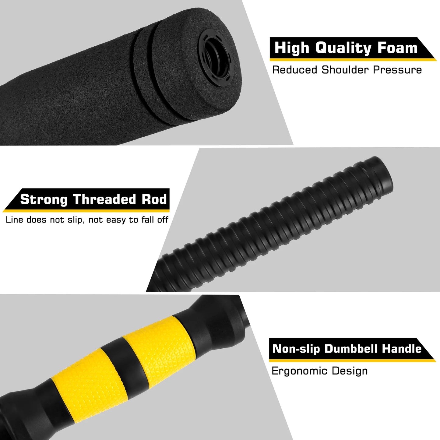 66 Lbs Adjustable Weight Dumbbell Barbell Set, 4-In-1 Free Weight Combination with Curved Bar Connector for Women Men Workout Fitness, Yellow