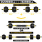 66 Lbs Adjustable Weight Dumbbell Barbell Set, 4-In-1 Free Weight Combination with Curved Bar Connector for Women Men Workout Fitness, Yellow