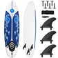 6' Surfboard Foamie Body Surfing Board W/3 Fins & Leash for Kids Adults Red
