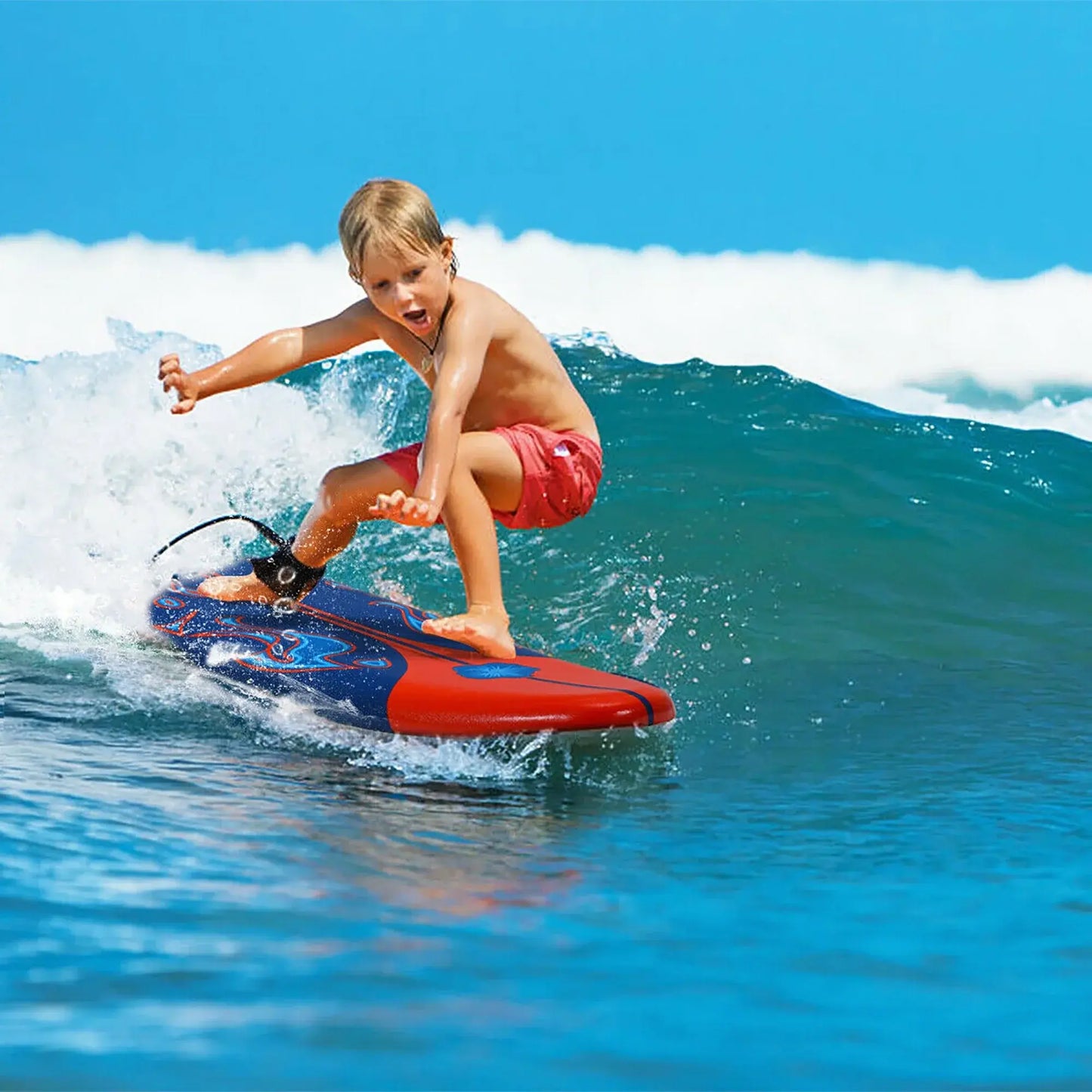 6 Ft Foam Surfboard with 3 Fins and Leash