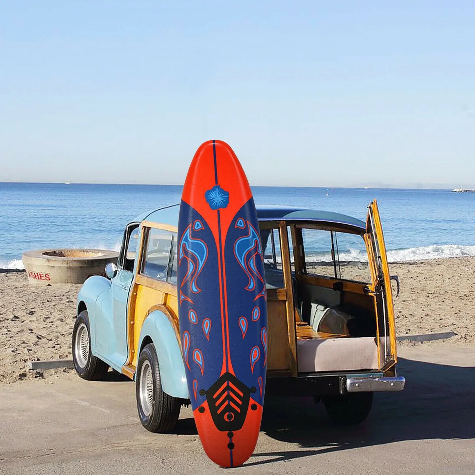 6 Ft Foam Surfboard with 3 Fins and Leash