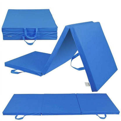 6 X 2' Folding Gym Mat Tri-Fold Aerobics Workout Floor Mat, Black 2" Thickness