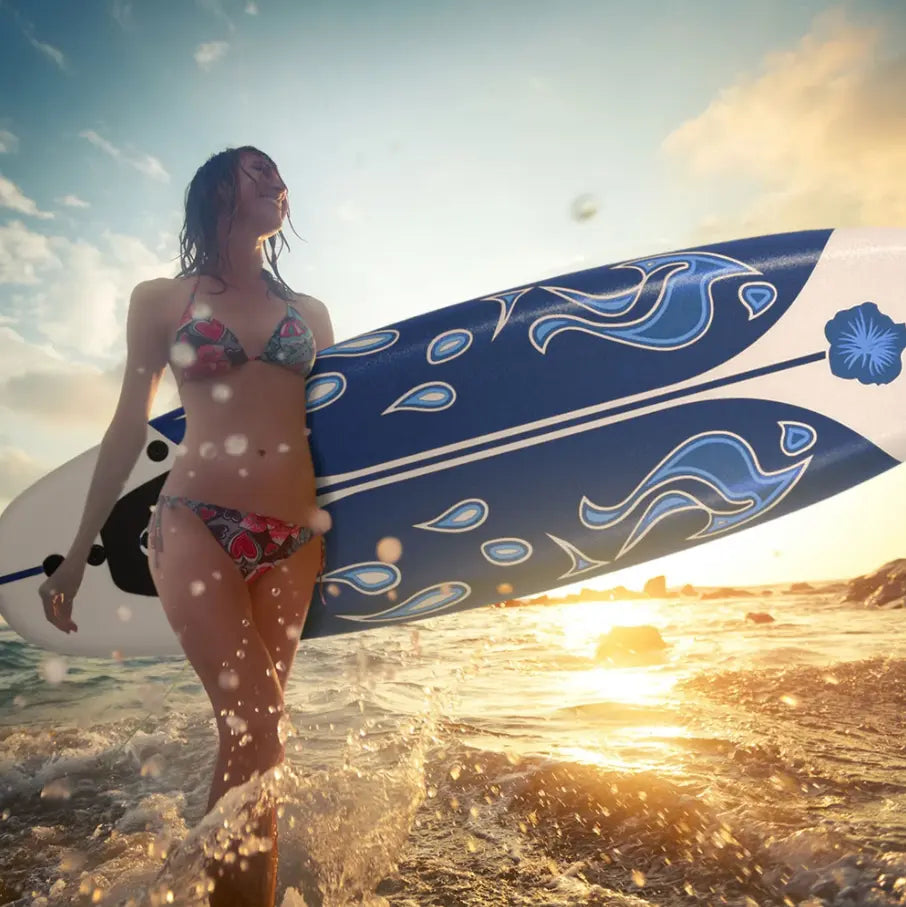 6 ft Surfboard with 3 Removable Fins and Safety Leash