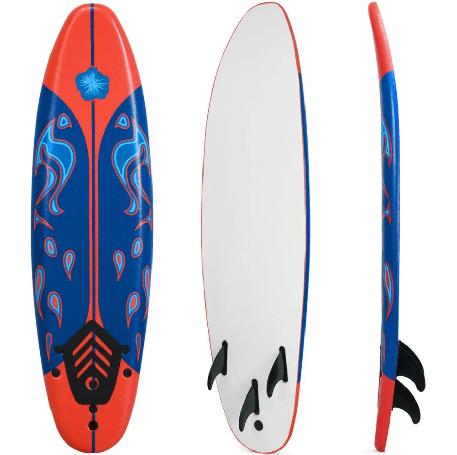 6 ft Surfboard with 3 Removable Fins and Safety Leash