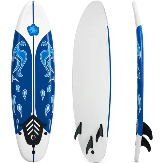 6 ft Surfboard with 3 Removable Fins and Safety Leash