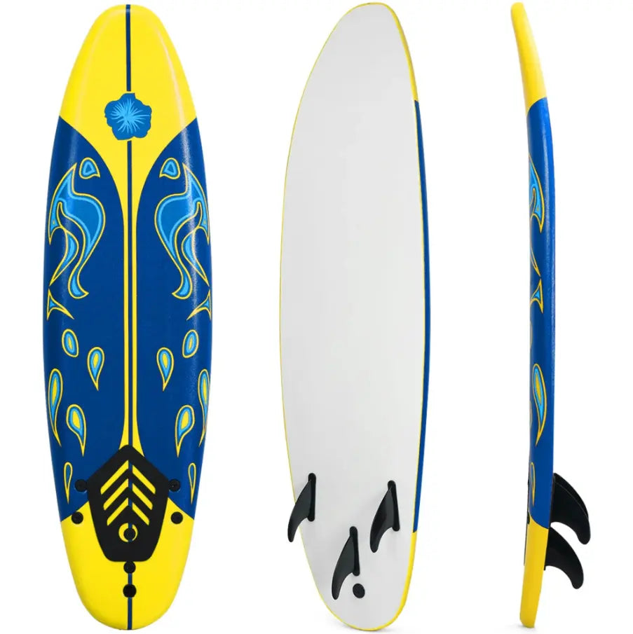 6 ft Surfboard with 3 Removable Fins and Safety Leash