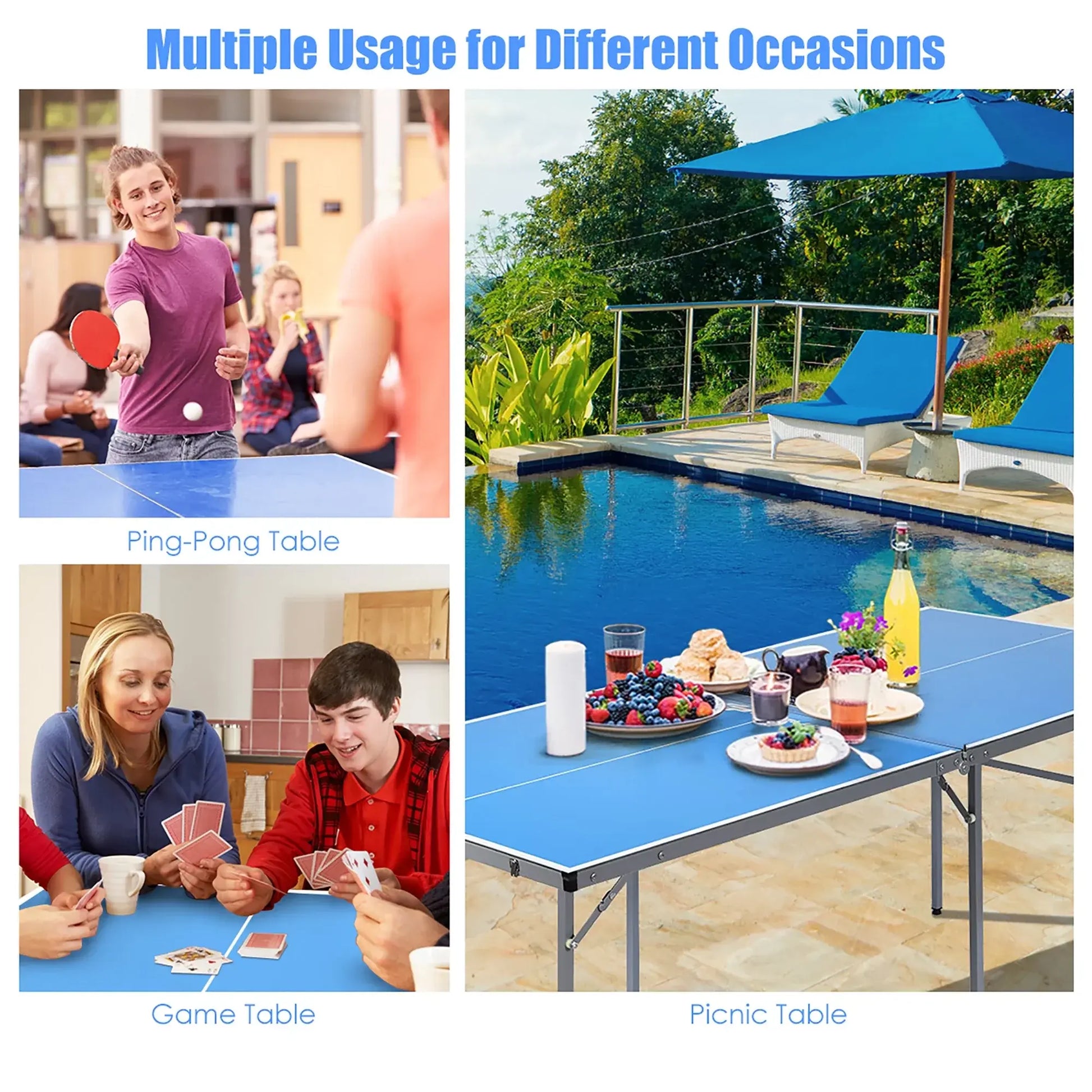 6ft Portable Folding Ping Pong Table with Net & Paddles