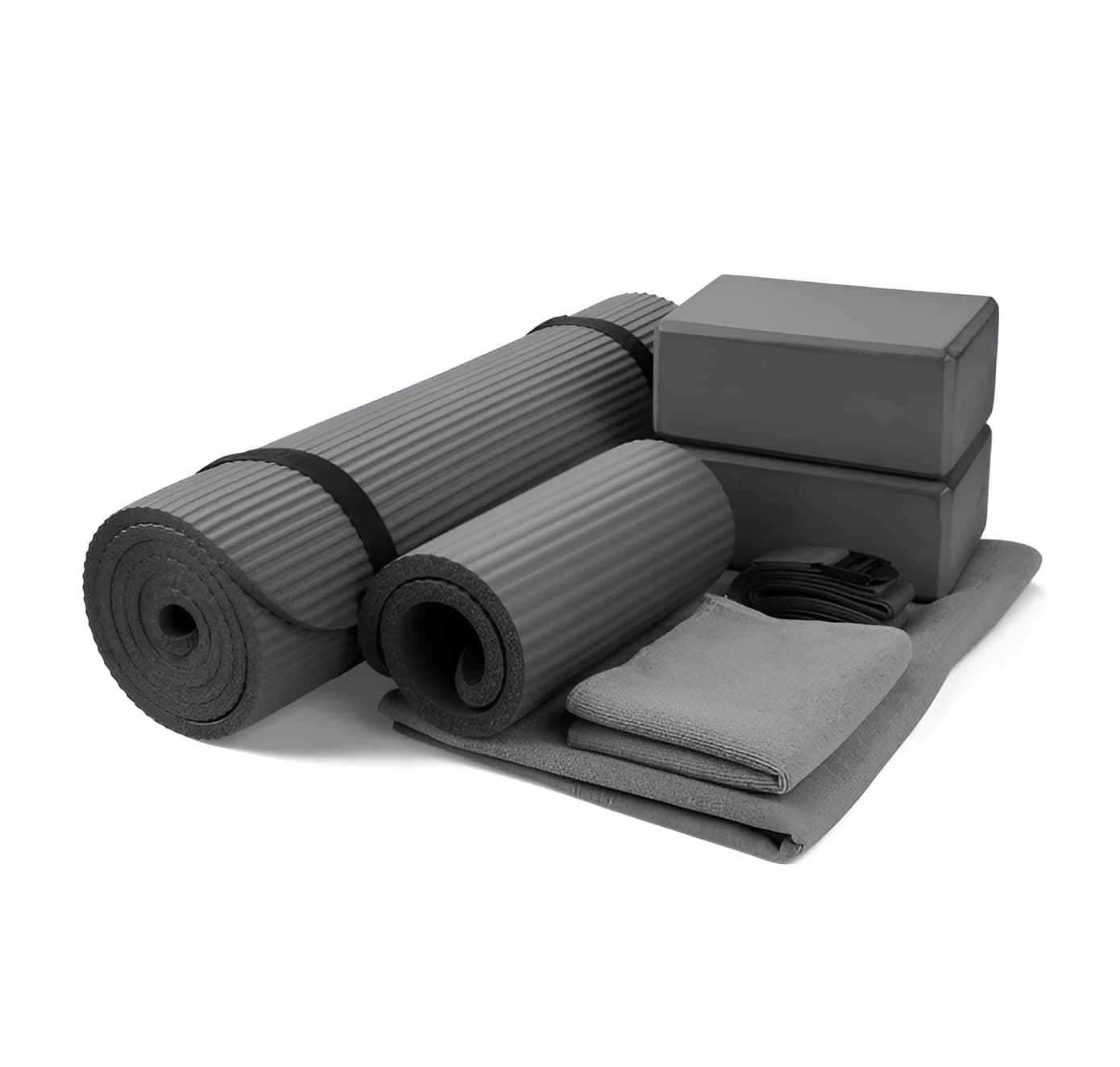 7-Piece Yoga Set with Extra Thick Mat, Blocks, Towels & Knee Pad