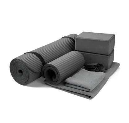 7-Piece Yoga Set with Extra Thick Mat, Blocks, Towels & Knee Pad