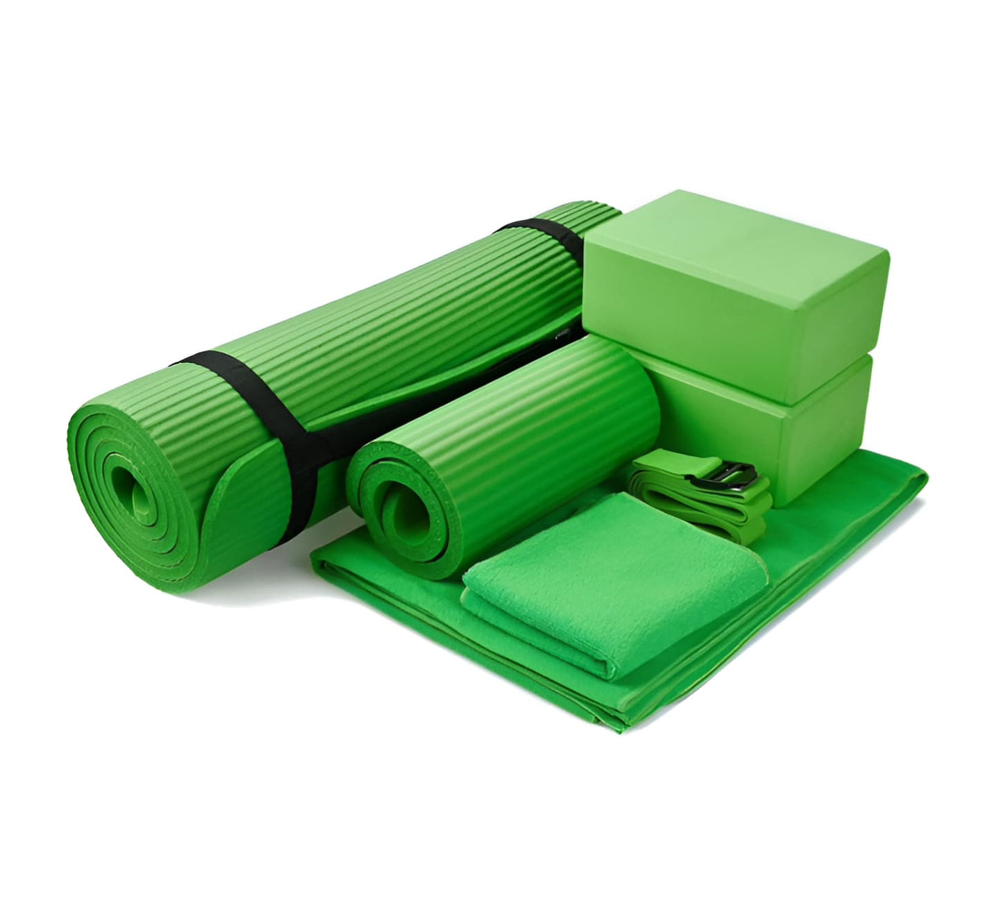 7-Piece Yoga Set with Extra Thick Mat, Blocks, Towels & Knee Pad