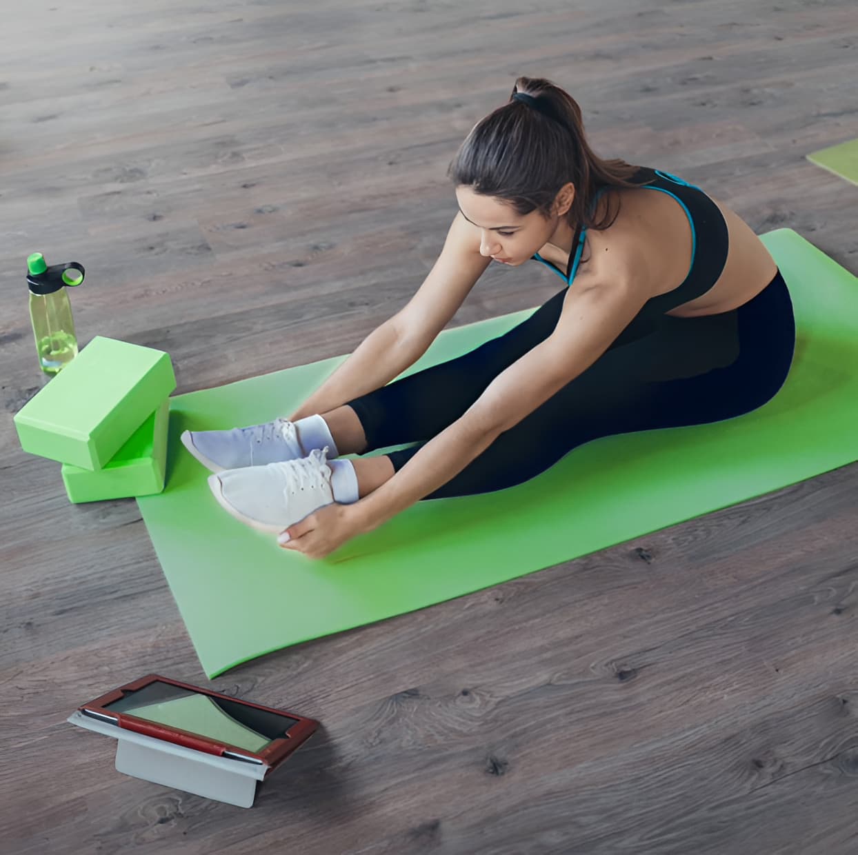 7-Piece Yoga Set with Extra Thick Mat, Blocks, Towels & Knee Pad