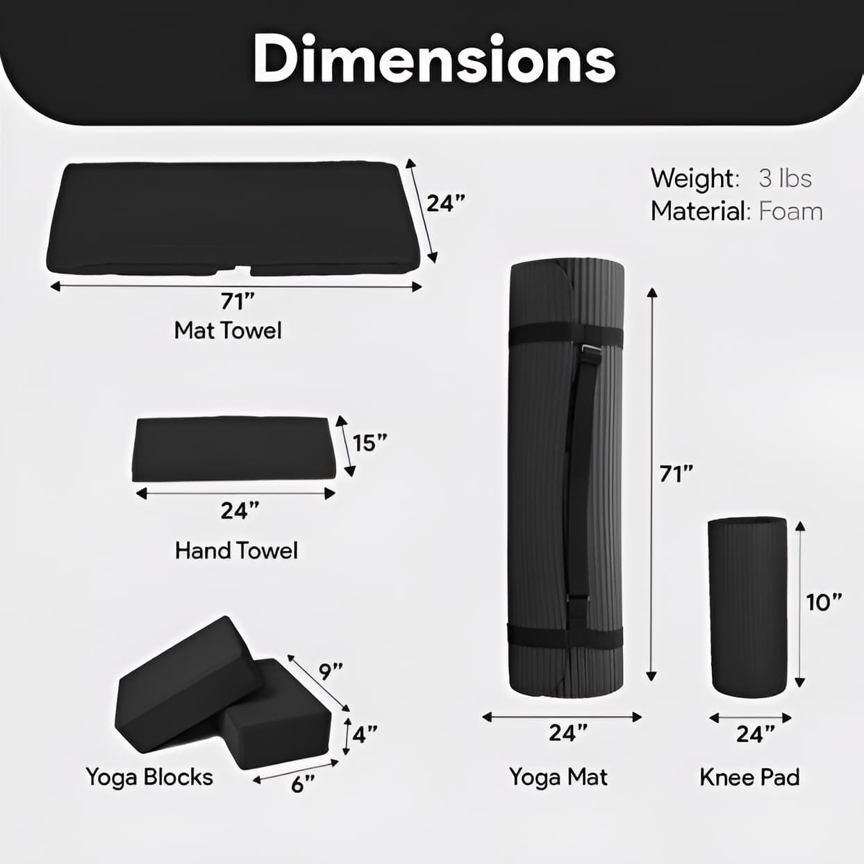 7-Piece Yoga Set with Extra Thick Mat, Blocks, Towels & Knee Pad