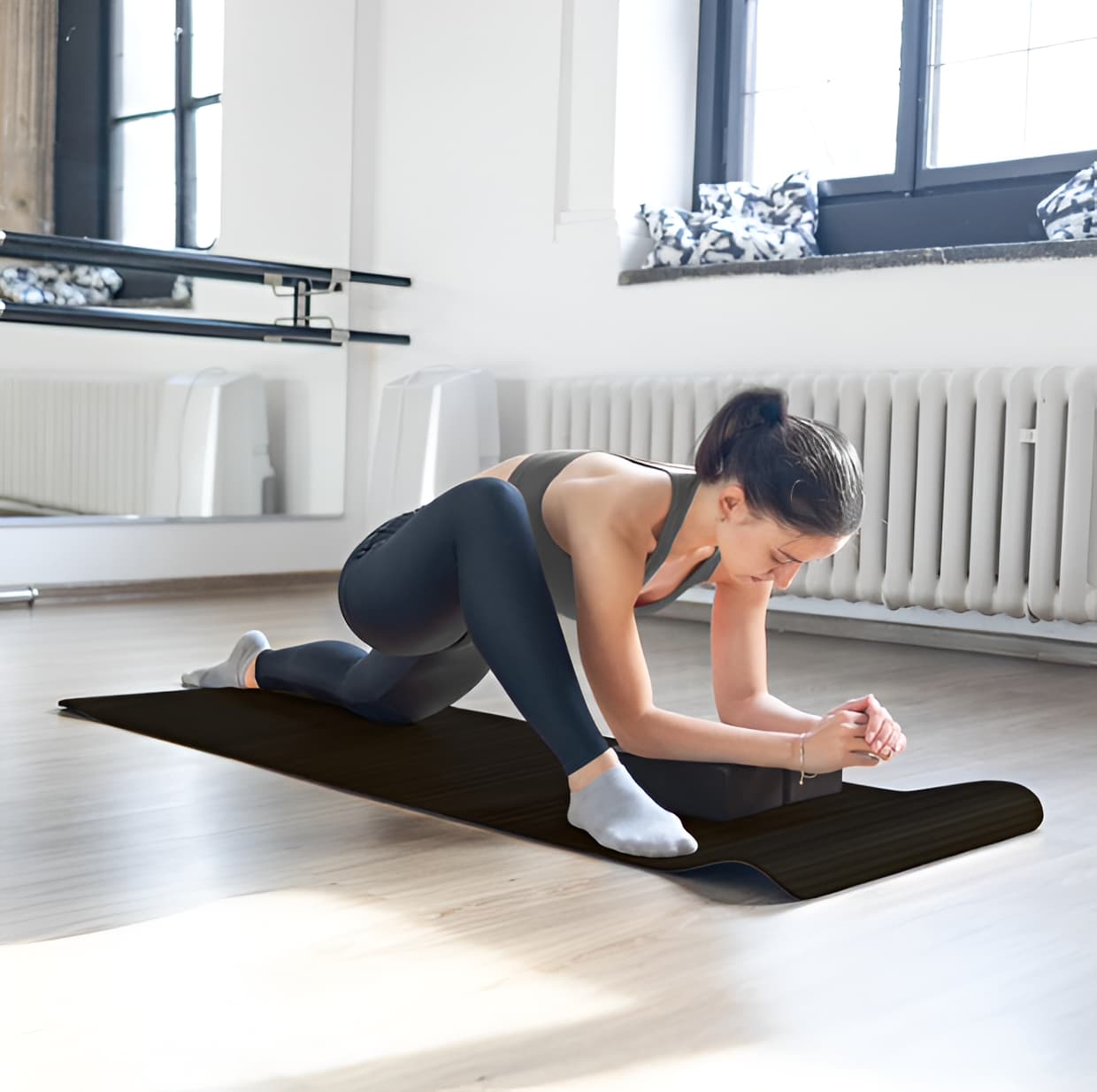 7-Piece Yoga Set with Extra Thick Mat, Blocks, Towels & Knee Pad