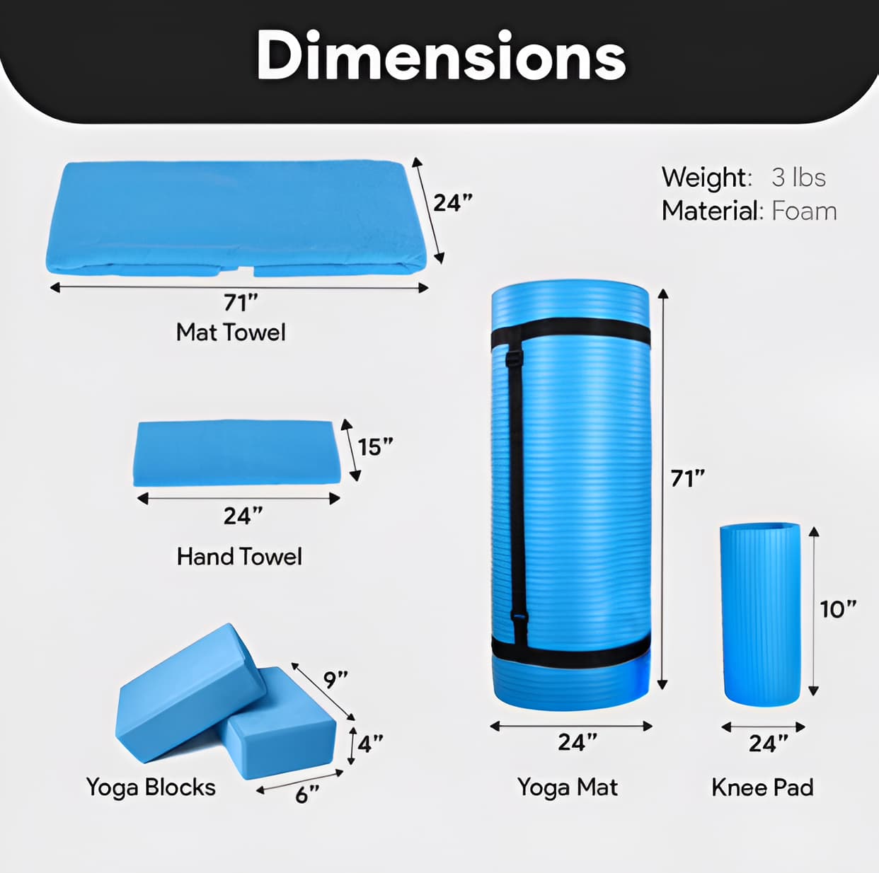 7-Piece Yoga Set with Extra Thick Mat, Blocks, Towels & Knee Pad