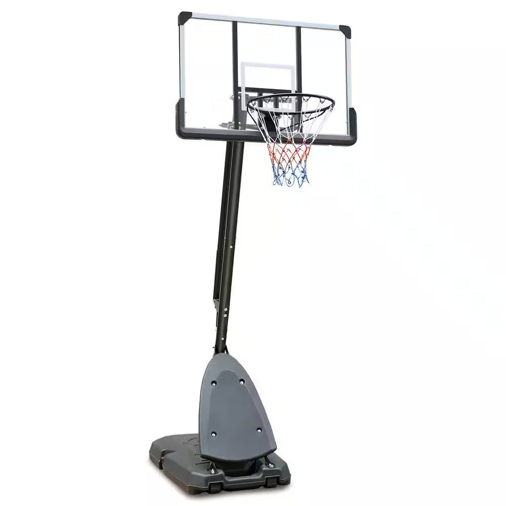 7.5 Ft. to 10 Ft. Height Adjustable Outdoor Basketball Hoop 44 In. Backboard Portable Basketball Goal with Stable Base