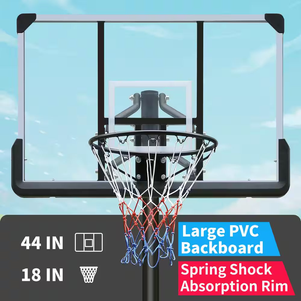7.5 Ft. to 10 Ft. Height Adjustable Outdoor Basketball Hoop 44 In. Backboard Portable Basketball Goal with Stable Base