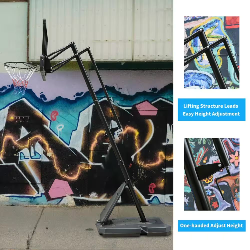7.5 Ft. to 10 Ft. Height Adjustable Outdoor Basketball Hoop 44 In. Backboard Portable Basketball Goal with Stable Base