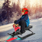 Metal Snow Racer Sled W/Steering Wheel and Brakes Kids Snow Sand Grass Sliding Black & Red