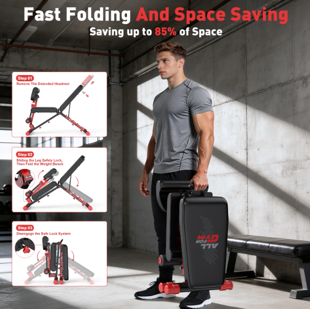 770LB Foldable Weight Bench - 7 Position Adjustable